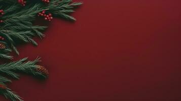 Cranberry branch fir tree ai generated banner background copy space photo