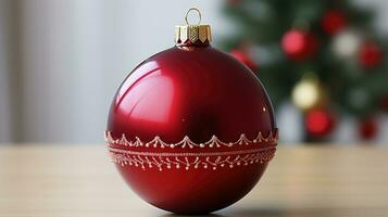 Round red Christmas decor ai generated background image photo