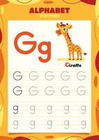 Alphabet Tracing Worksheet Template With Animal vector