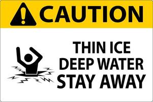 Caution Sign Thin Ice Deep Water, Stay Away vector