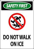 Safety First Sign Do Not Walk On Ice vector