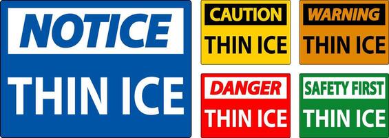 Danger Sign, Warning Thin Ice Sign vector