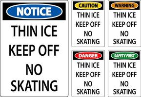 Thin Ice Sign Warning - Thin Ice Keep Off No Skating vector