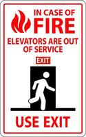 In Case Of Fire Sign Elevators Are Out of Service, Use Exit vector