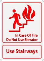 In Case Of Fire Sign Do Not Use Elevator, Use Stairways vector