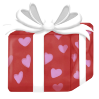 a red gift box with hearts on it png