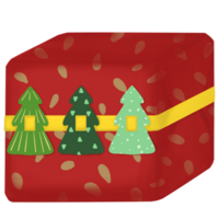 Noël cadeau boîte avec des arbres sur il png