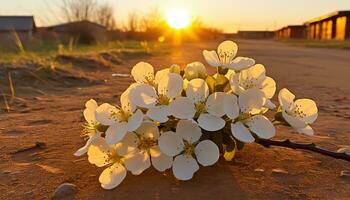 Serene Outdoor View Blossoms in Pristine Beauty AI generated photo