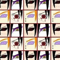 Pattern with Set of Eye Sharingan. Flat design style vector illustration.