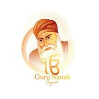 Guru nanak jayanti Gurpurab, also known as Guru Nanak's Prakash Utsav and Guru Nanak Jayanti, English meaning celebrates the birth of the first Sikh Guru vector