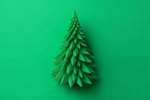 Christmas green tree paper. Generate Ai photo