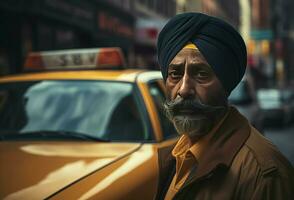 Sikh adult taxi driver. Generate AI photo