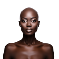 ai generative Beautiful bald woman isolated on transparent background png