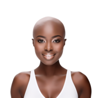 ai generative Beautiful bald woman isolated on transparent background png