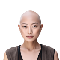 ai generative Beautiful bald woman isolated on transparent background png