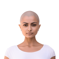 ai generative Beautiful bald woman isolated on transparent background png