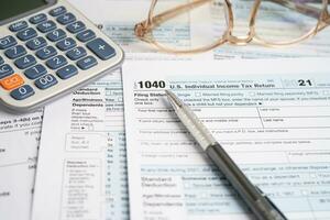 Form 1040, U.S. Individual Income Tax Return, tax forms in the U.S. tax system. photo