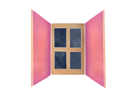 alt Fenster mit öffnen Fensterläden und hölzern Beige Rahmen. runden und Vertikale rechteckig Fenster. Clip Kunst, Schnitt aus Aquarell Fenster Illustration isoliert auf transparent Hintergrund png