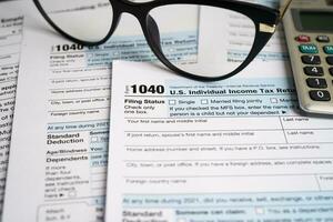 Form 1040, U.S. Individual Income Tax Return, tax forms in the U.S. tax system. photo