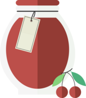 Transparent jar with cherries jam, juice png