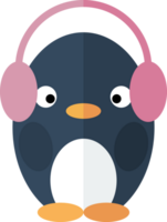 Penguin with headphones flat character png