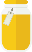 Transparent jar with honey or yellow juice, jam with a label png