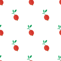 Seamless pattern with fresh cranberries and green leaves in flat style png