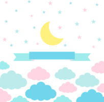 maan, wolken en sterren in pastel kleuren png