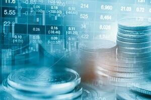 valores mercado inversión comercio financiero, moneda y grafico gráfico o forex para analizar lucro Finanzas negocio tendencia datos. foto