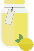 Transparent jar with lemon jam, juice png