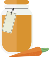 Transparent jar with carrot jam, juice png