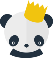Color avatar panda head wearing a crown png