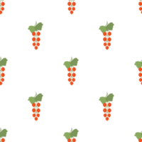 Seamless pattern with red currant branch and green leaves in flat style png