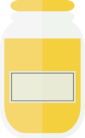 Transparent jar with honey or yellow juice, jam with a label png