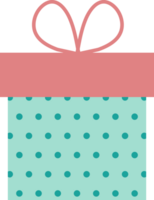 Blue-pink gift box with ribbon and polka dot pattern png