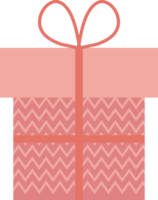 Pink gift box with ribbon and bow and zigzag pattern png