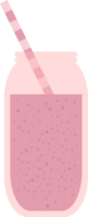 Fruit juice or smoothie in transparent glass and straw for cocktail in flat png