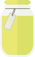 Transparent jar with honey or yellow juice, jam with a label png