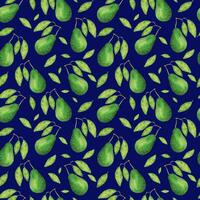 Fruit seamless pattern with avocado and leaves. Healthy vegan food texture. Botanical hand drawn illustration for textiles, food packaging and cosmetics. Illustration with watercolor and marker. photo