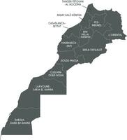 Vector map of Morocco with regions and administrative divisions. Editable and clearly labeled layers.