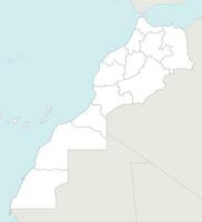 Vector blank map of Morocco with regions and administrative divisions, and neighbouring countries. Editable and clearly labeled layers.