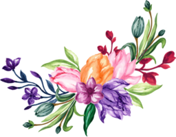 tulipanes flor acuarela ilustración guirnalda ramo de flores para tarjeta, producto diseño, festivo saludos png