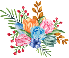 Tulips Flower Watercolor illustration wreath bouquet for card, product design, festive greetings png