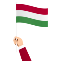 hand innehav ungern nationell flagga isolerat transparent enkel illustration png