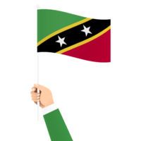 Hand Holding Saint Kitts and Nevis National Flag Isolated Transparent Simple Illustration png
