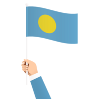 main en portant Palau nationale drapeau isolé transparent Facile illustration png