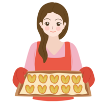 woman bake cookies png