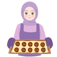 woman bake cookies png