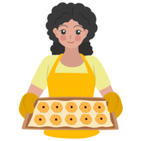 mujer hornear galletas png