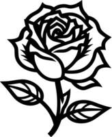 Rose - Black and White Isolated Icon - Vector illustration